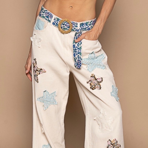 🩵#564 POL patchwork denim pant# - Picture 1 of 3